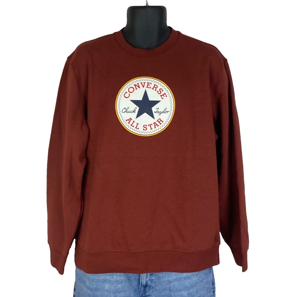 Converse All Star Chuck Taylor Crewneck Sweatshirt Rust Orange Men's Size M